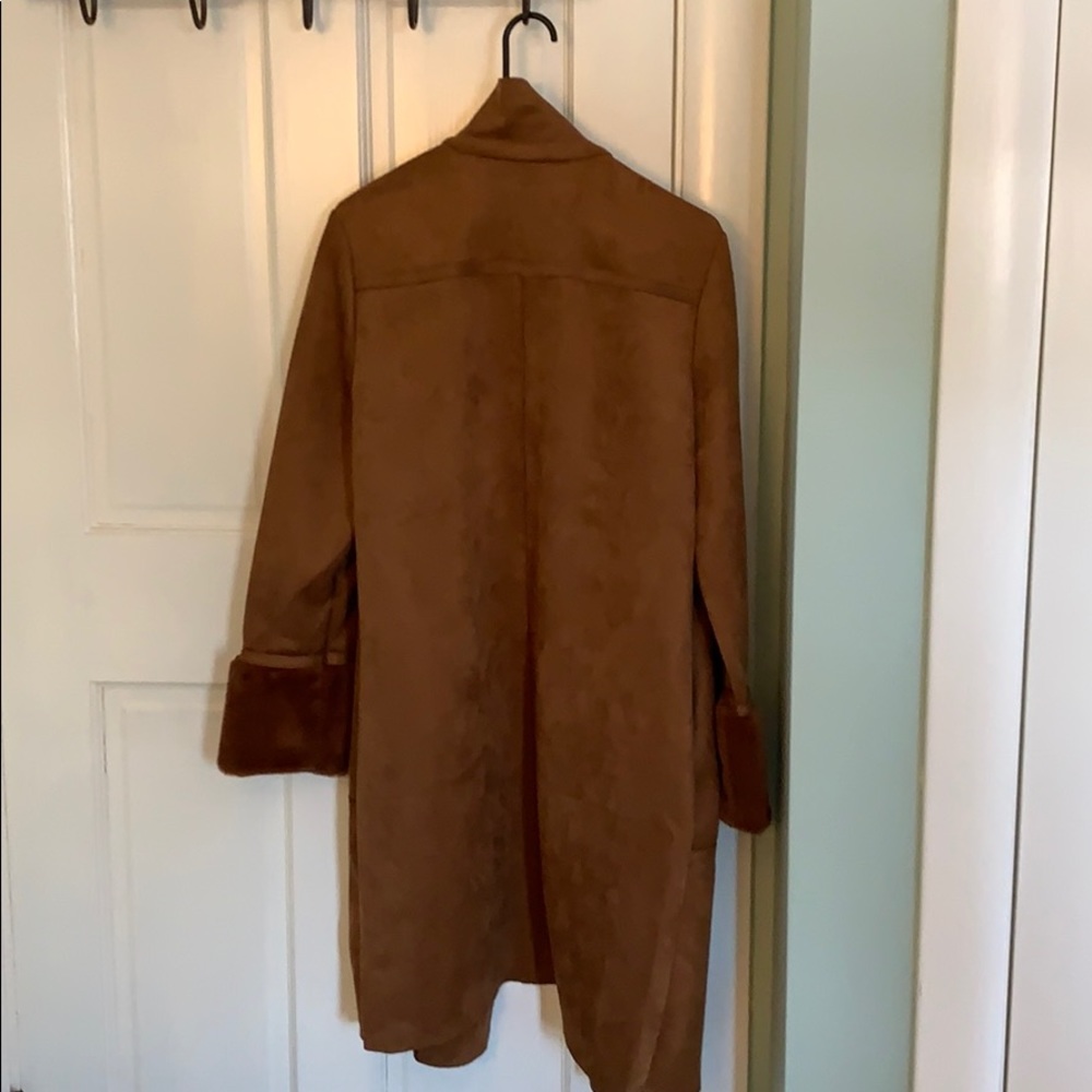Tahari faux suede long jacket. - Picture 3 of 4